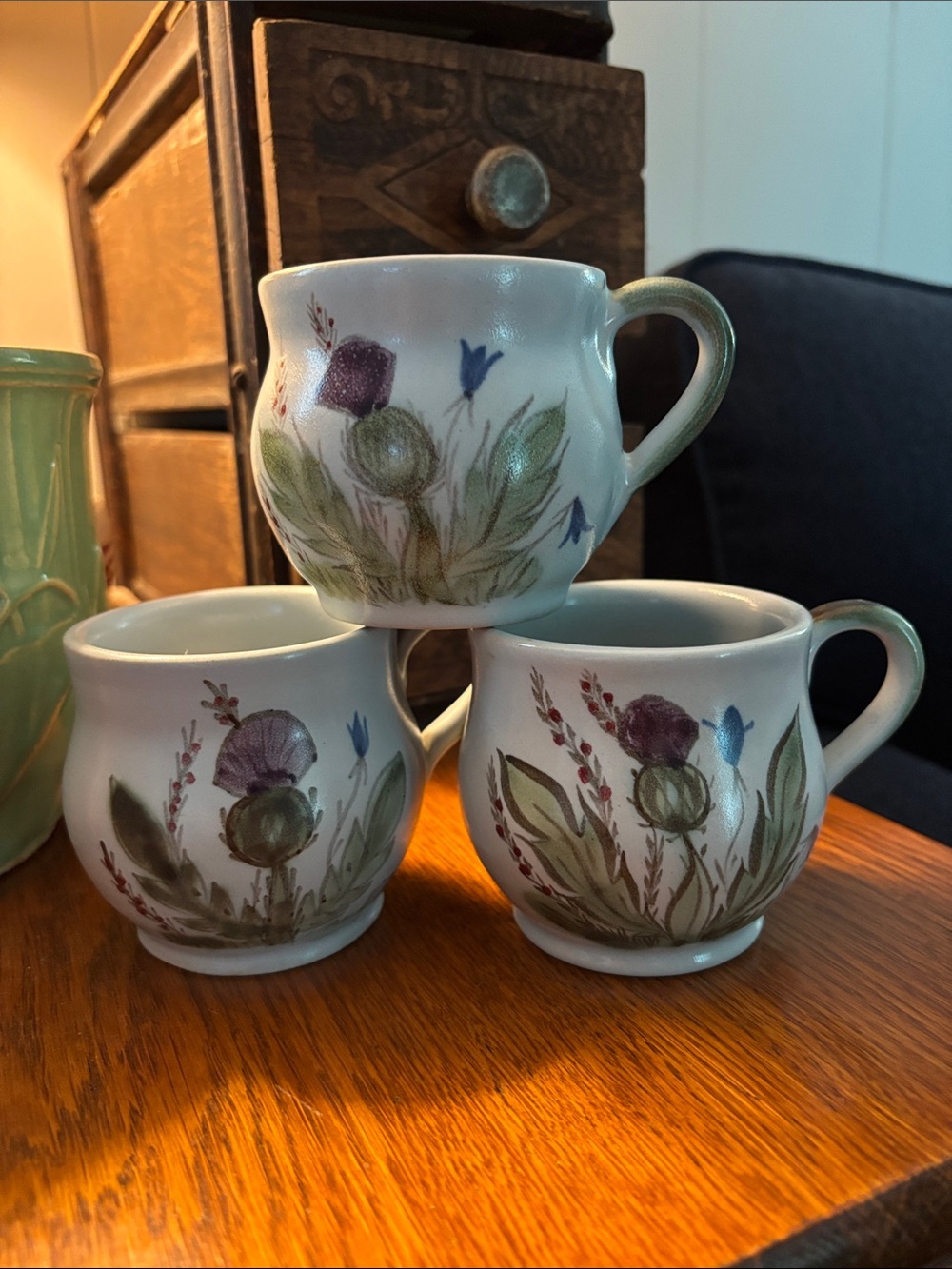 Buchan Portobello Scotland Stoneware Pottery Thistle 3" Coffee/Tea Mugs
